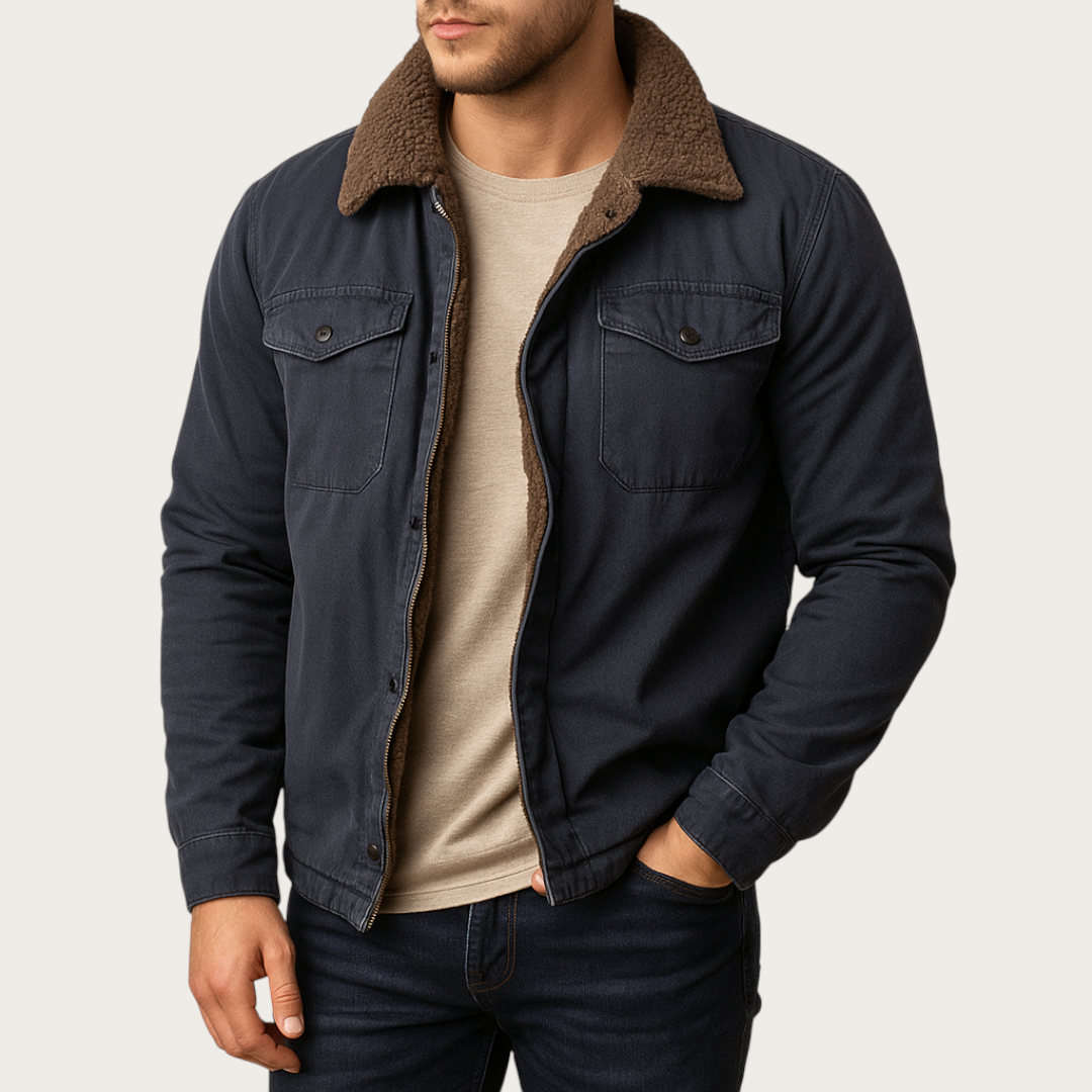 Męska Zimowa Kurtka z Listwą Guzikową | Długi Rękaw