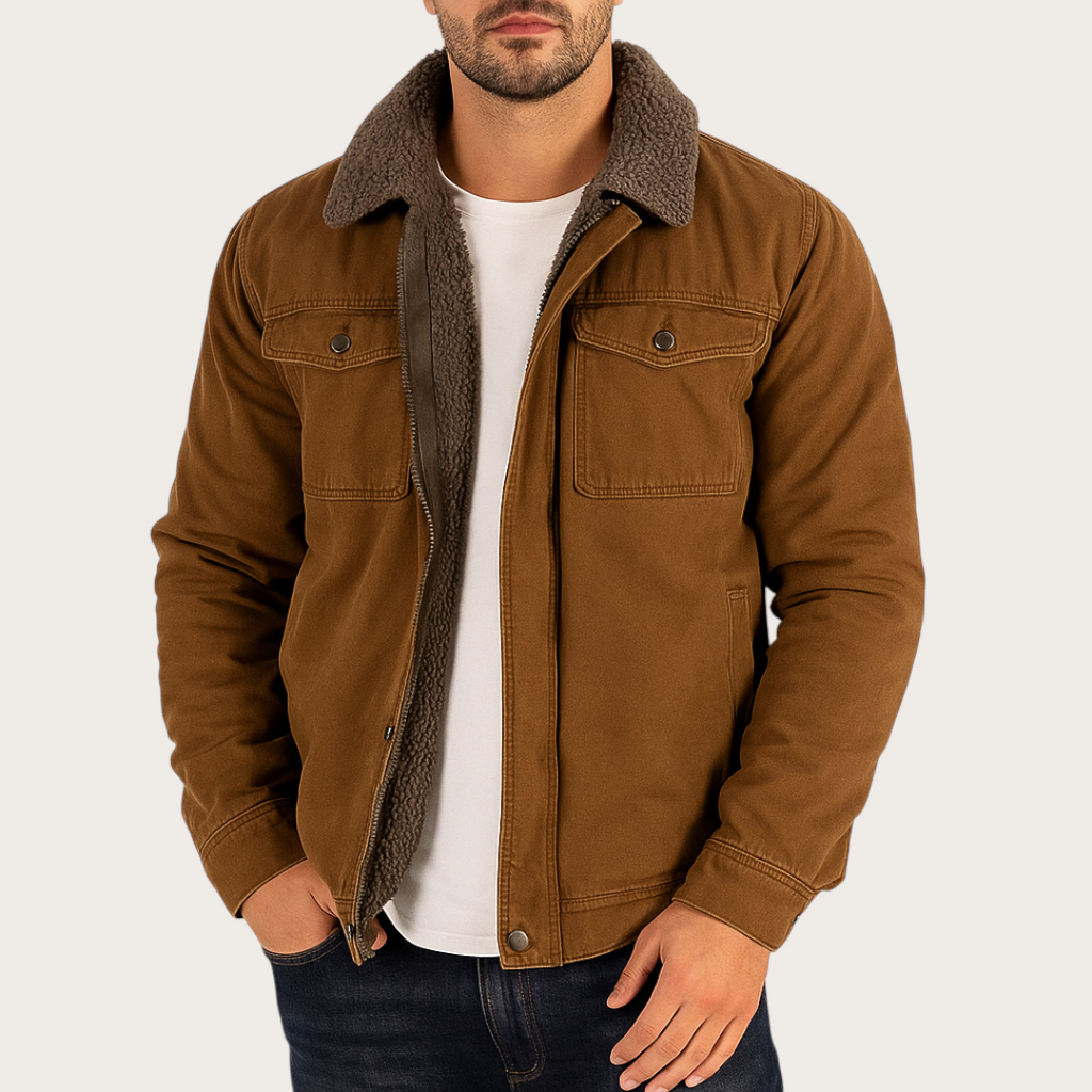 Męska Zimowa Kurtka z Listwą Guzikową | Długi Rękaw