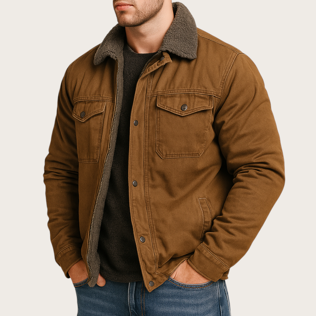 Męska Zimowa Kurtka z Listwą Guzikową | Długi Rękaw