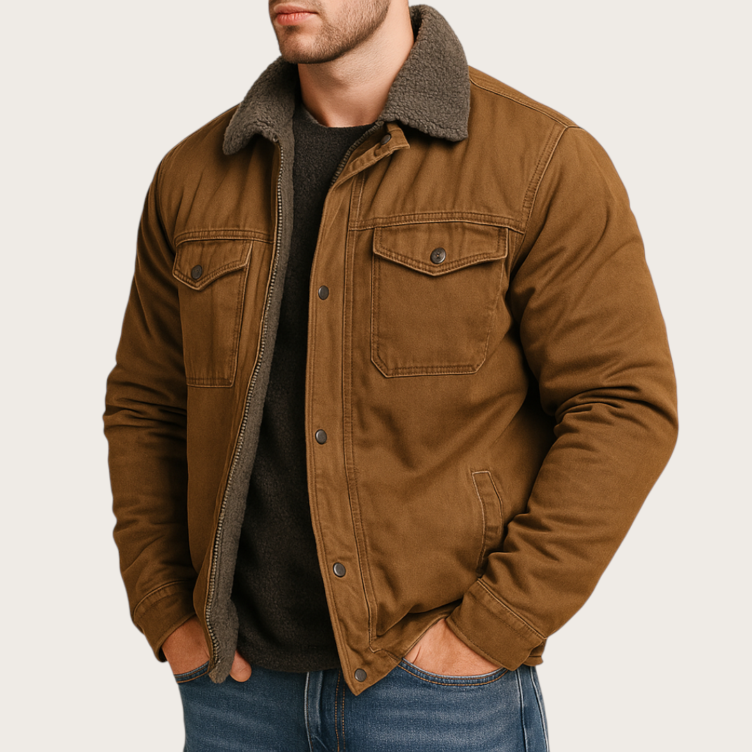 Męska Zimowa Kurtka z Listwą Guzikową | Długi Rękaw