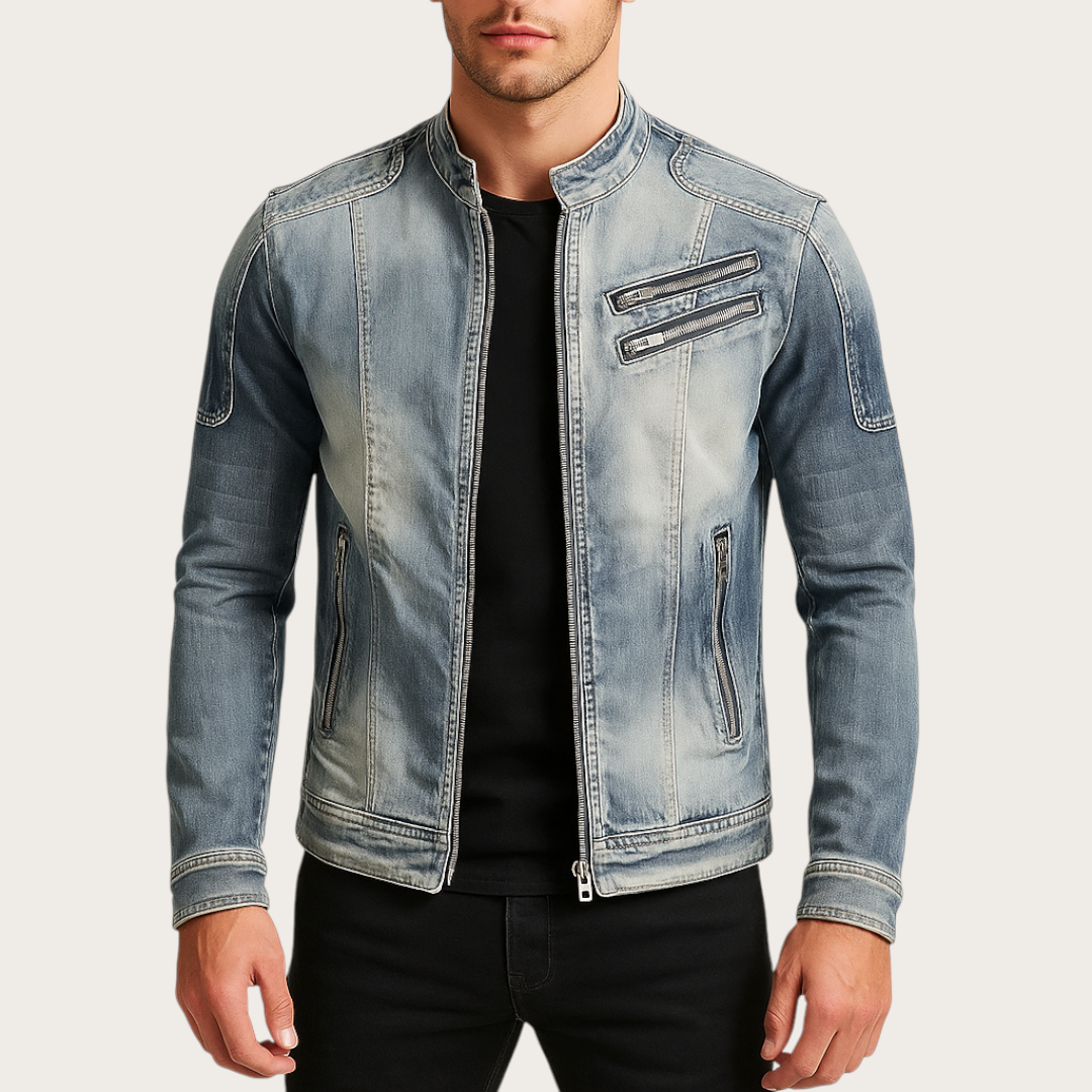 Męska Skórzana Kurtka z Zamkiem | Stylowa