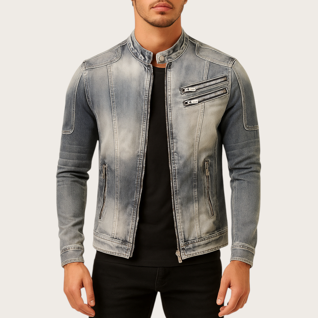 Męska Skórzana Kurtka z Zamkiem | Stylowa