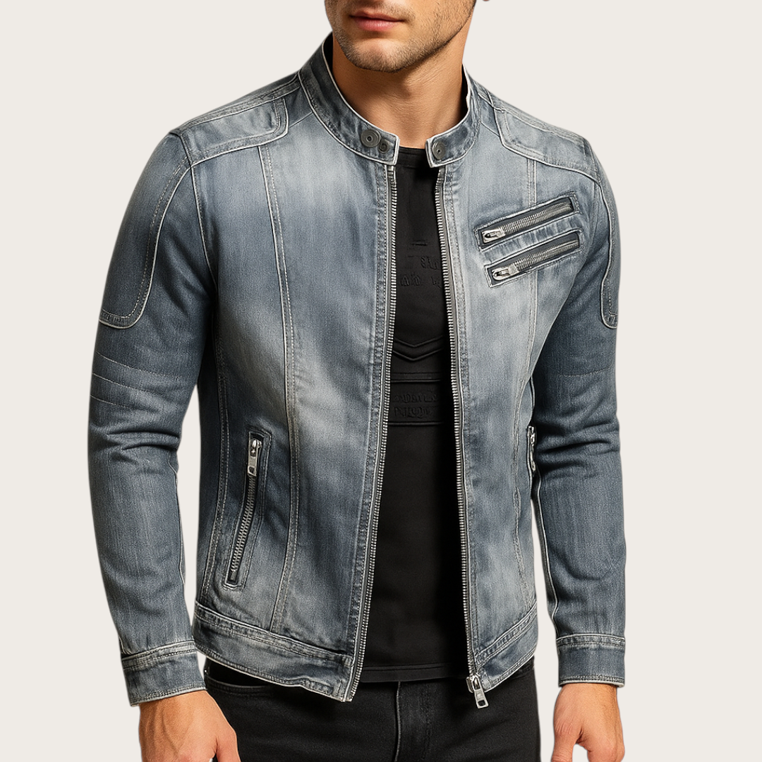 Męska Skórzana Kurtka z Zamkiem | Stylowa
