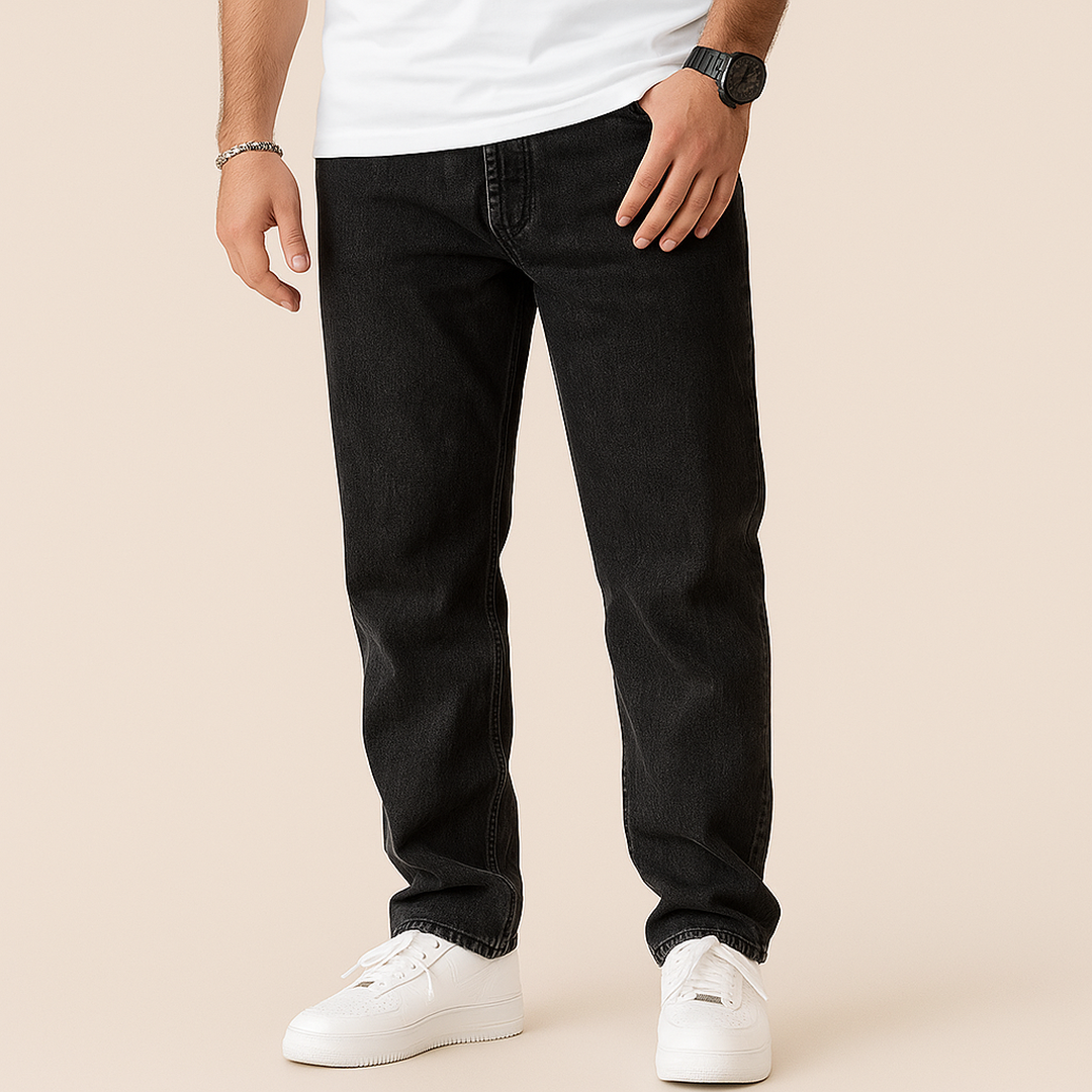 Męskie Jeansy z Jasnym Praniem | Prosta Nogawka