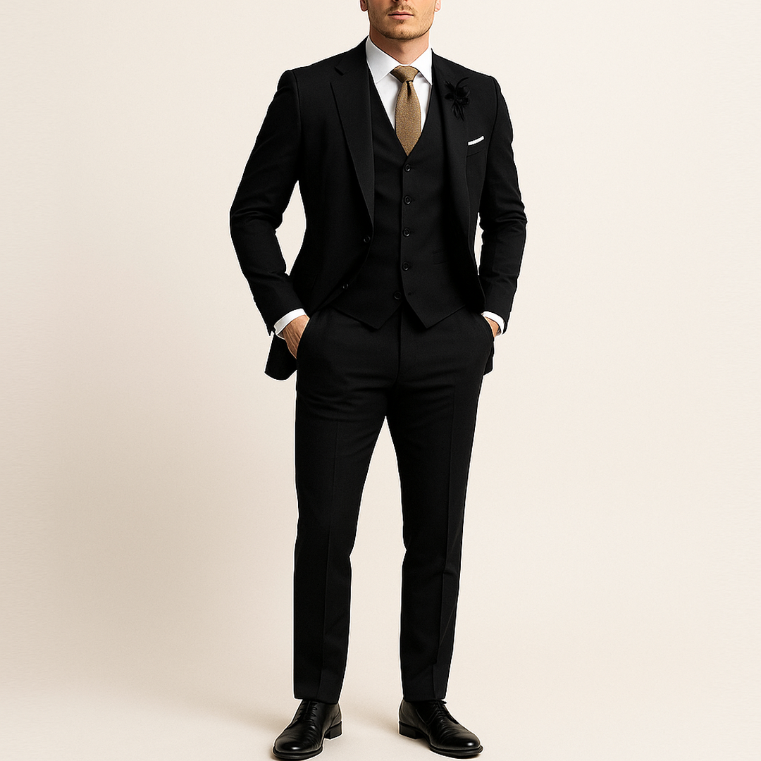 Męski 3-Częściowy Garnitur na Wesele | Długi Rękaw