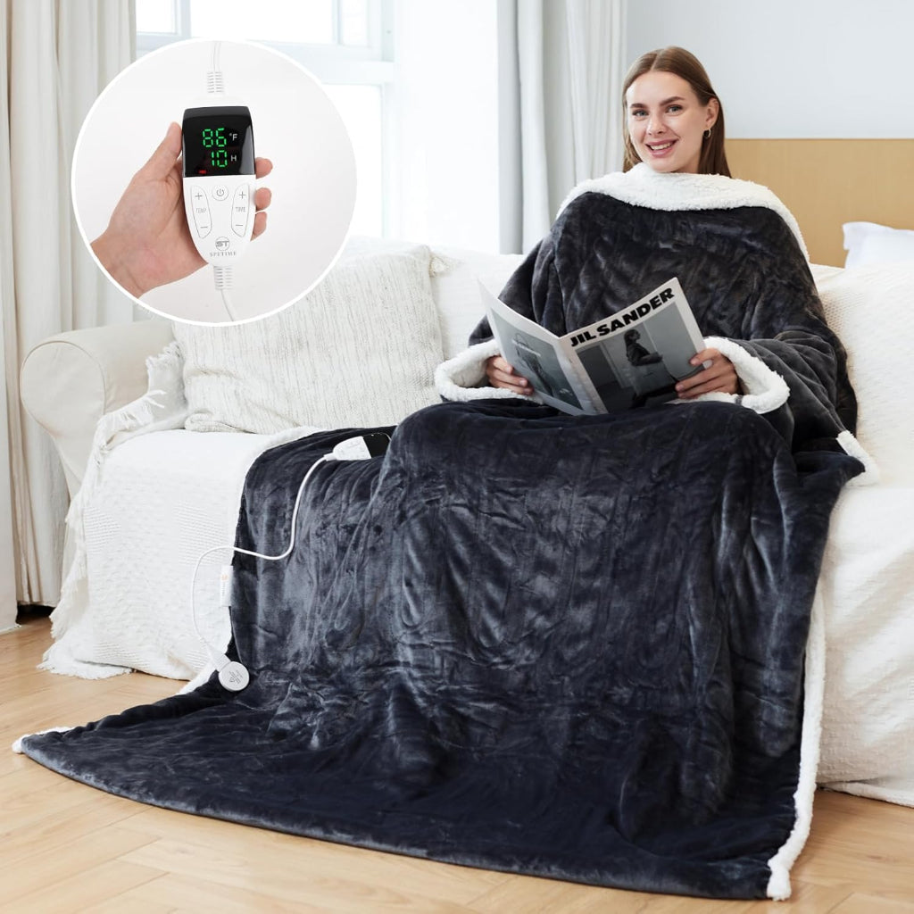 Electric Blanket Wearable Sherpa Fleece Throw for Adults Warmth - Image 8