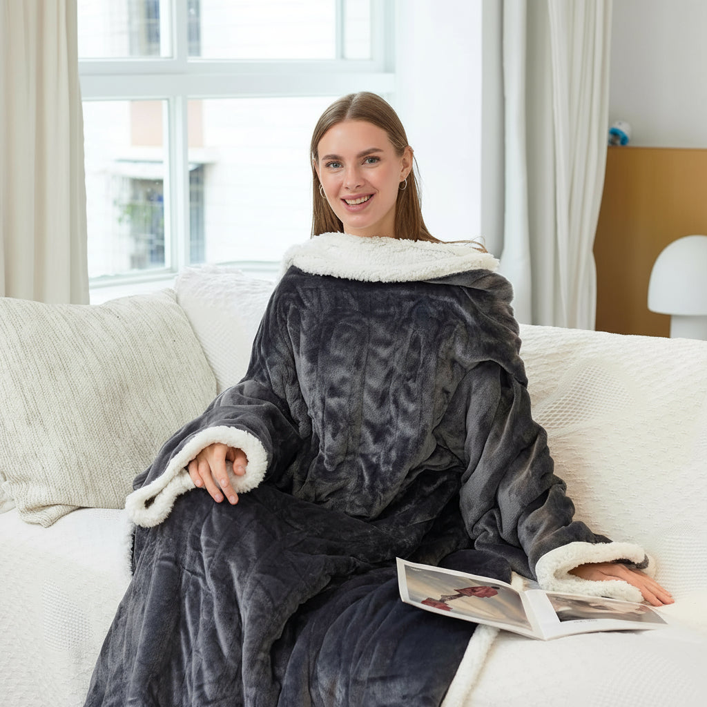 Electric Blanket Wearable Sherpa Fleece Throw for Adults Warmth