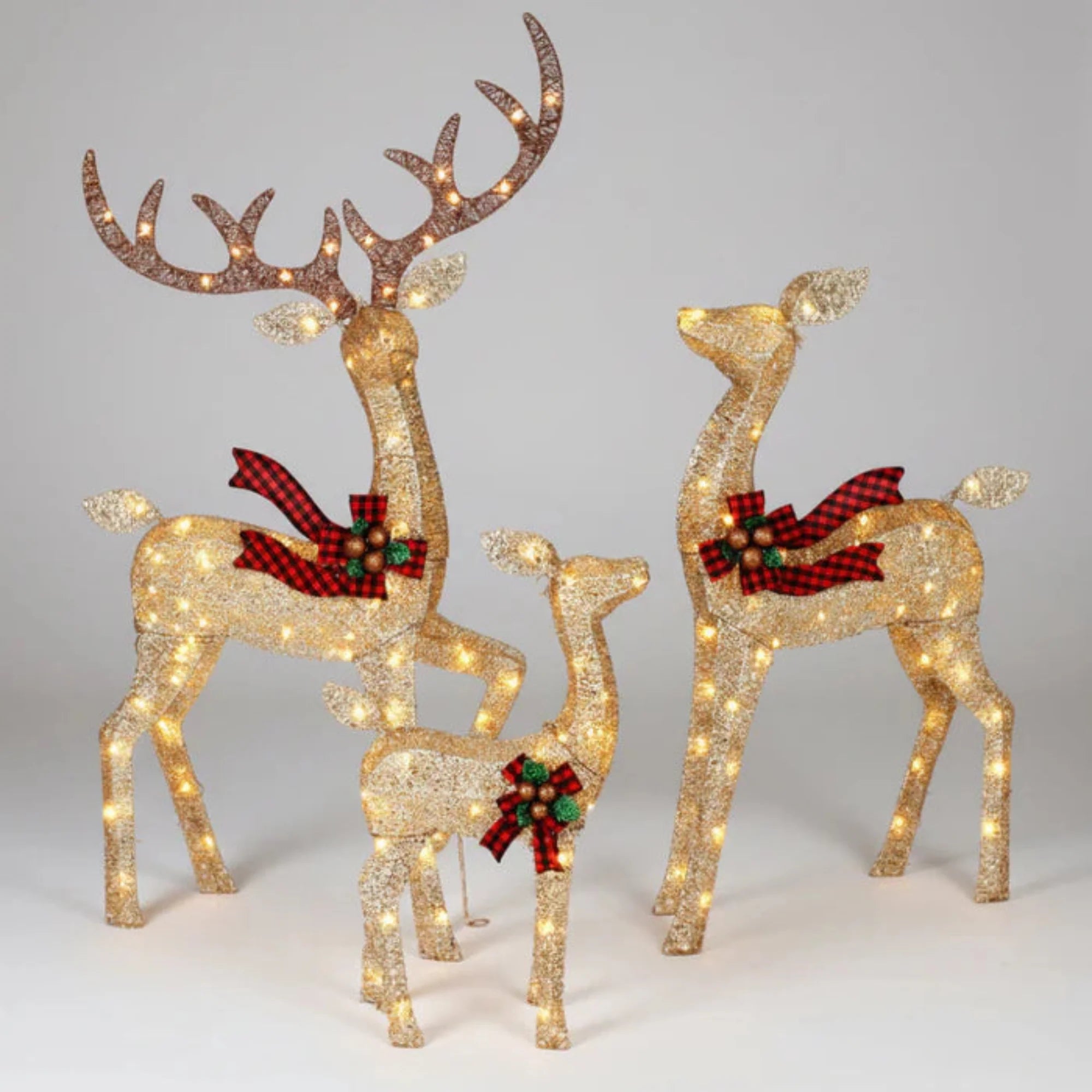 Christmas Deer Family Outdoor Decorations Lighted Waterproof Reindeer