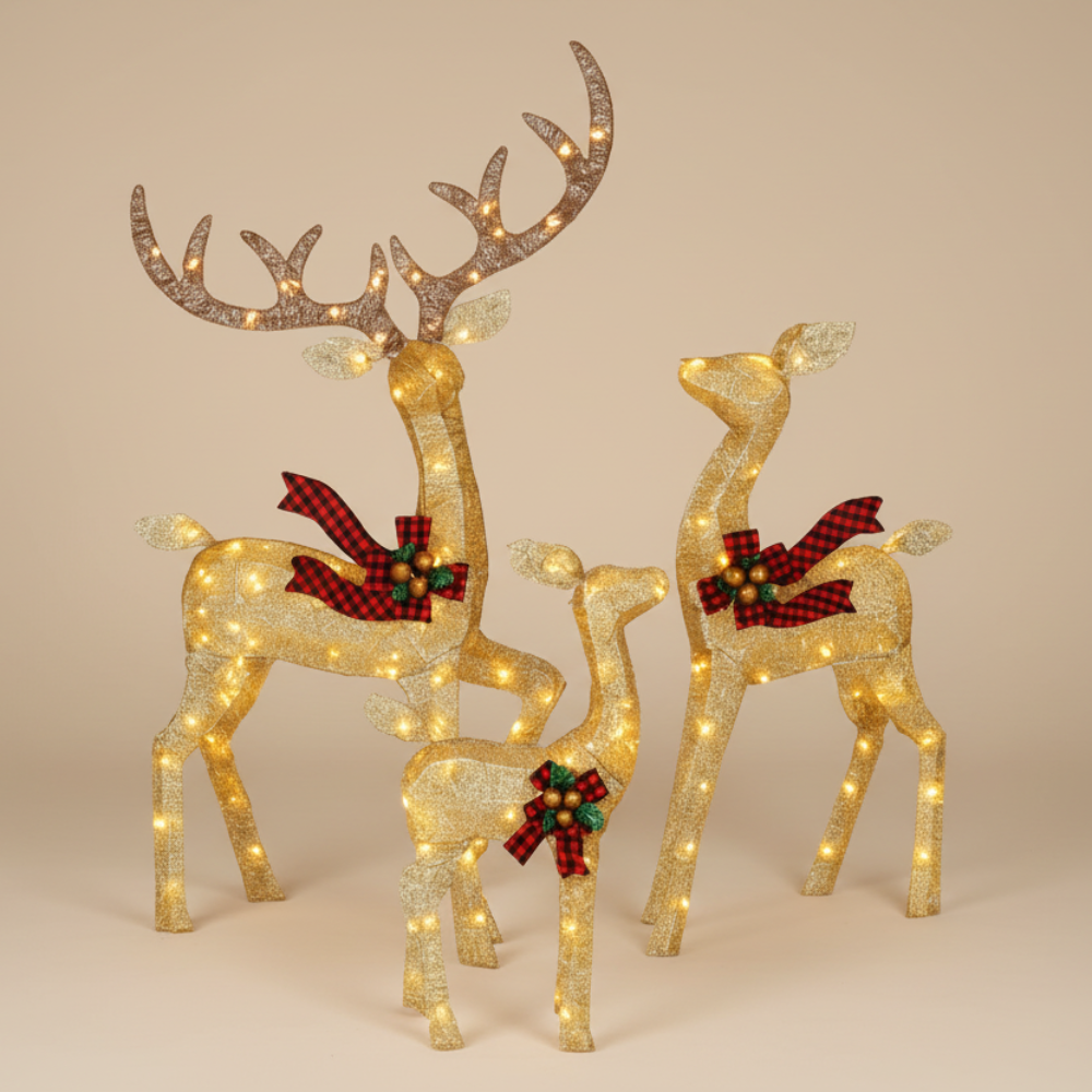 Christmas Deer Family Outdoor Decorations Lighted Waterproof Reindeer - Image 2