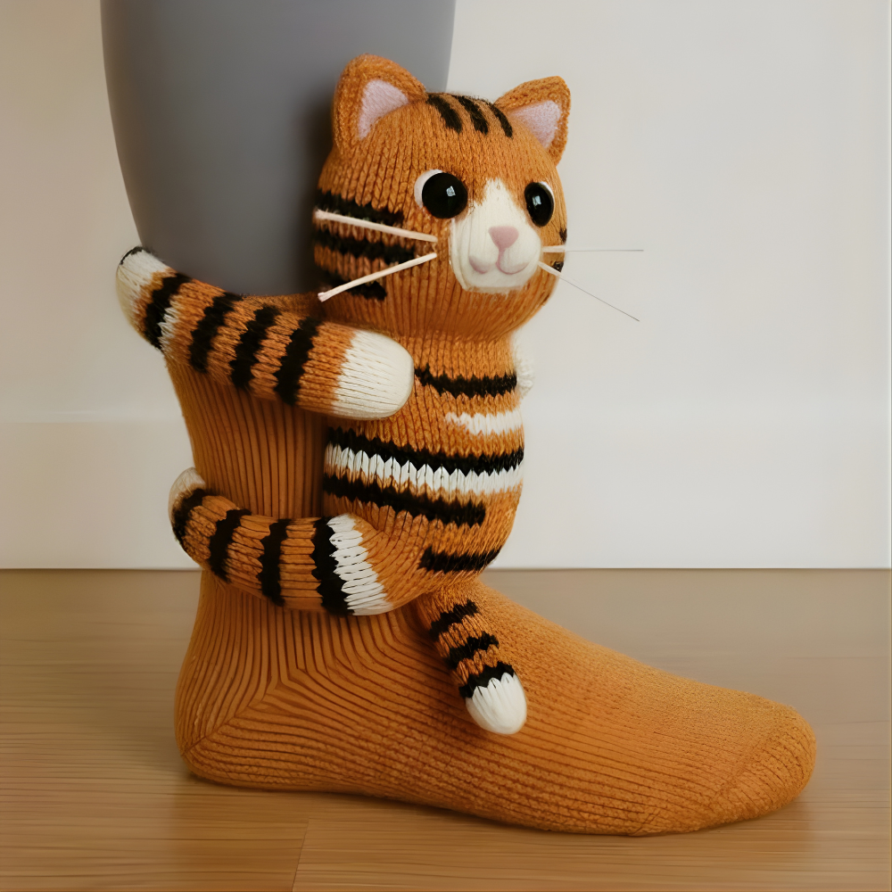 Unisex Animal Motif Socks - Cozy 3D Knit Slipper Footwear for Home - Image 2