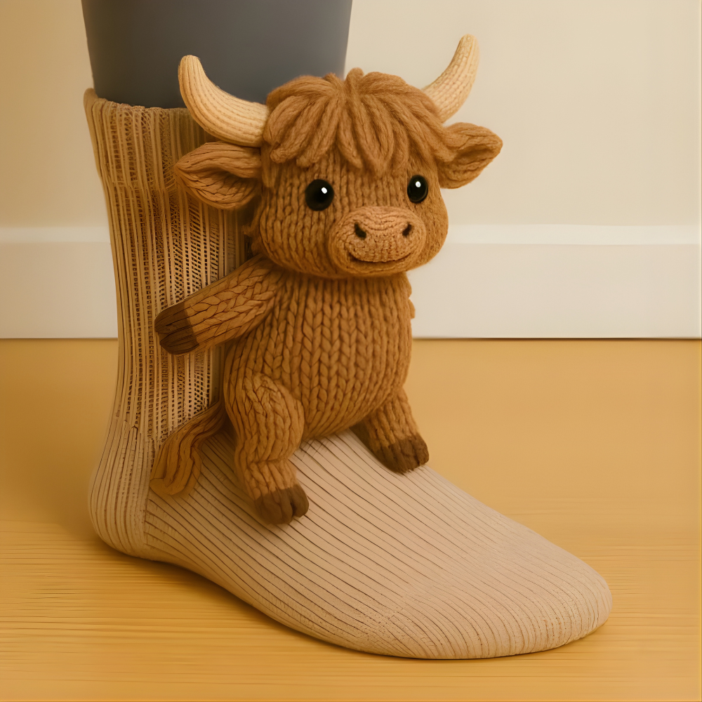 Unisex Animal Motif Socks - Cozy 3D Knit Slipper Footwear for Home - Image 3