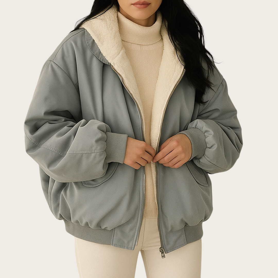 Damska Oversize Zimowa Kurtka | Z Zamkiem