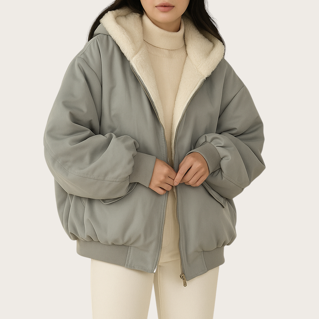 Damska Oversize Zimowa Kurtka | Z Zamkiem