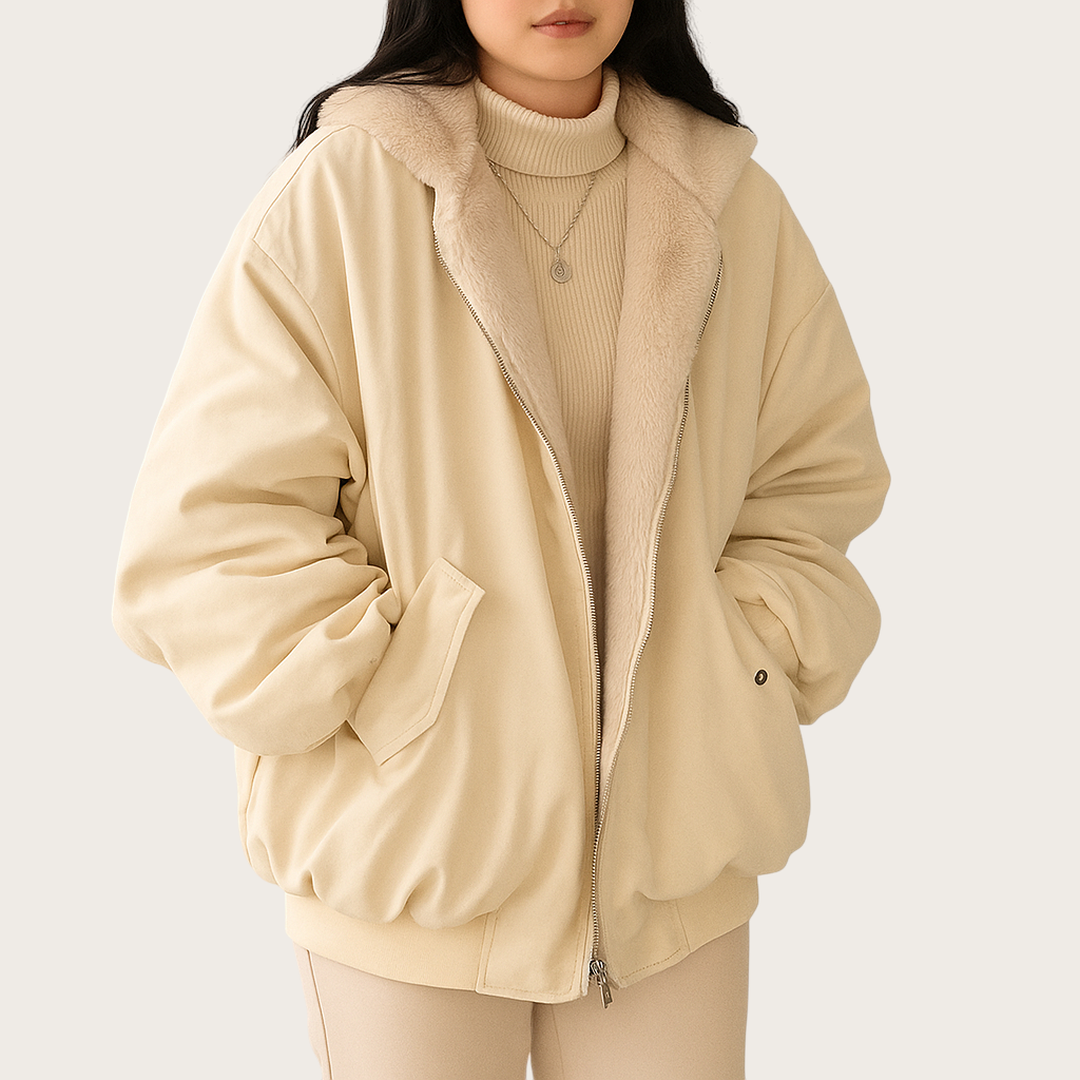 Damska Oversize Zimowa Kurtka | Z Zamkiem