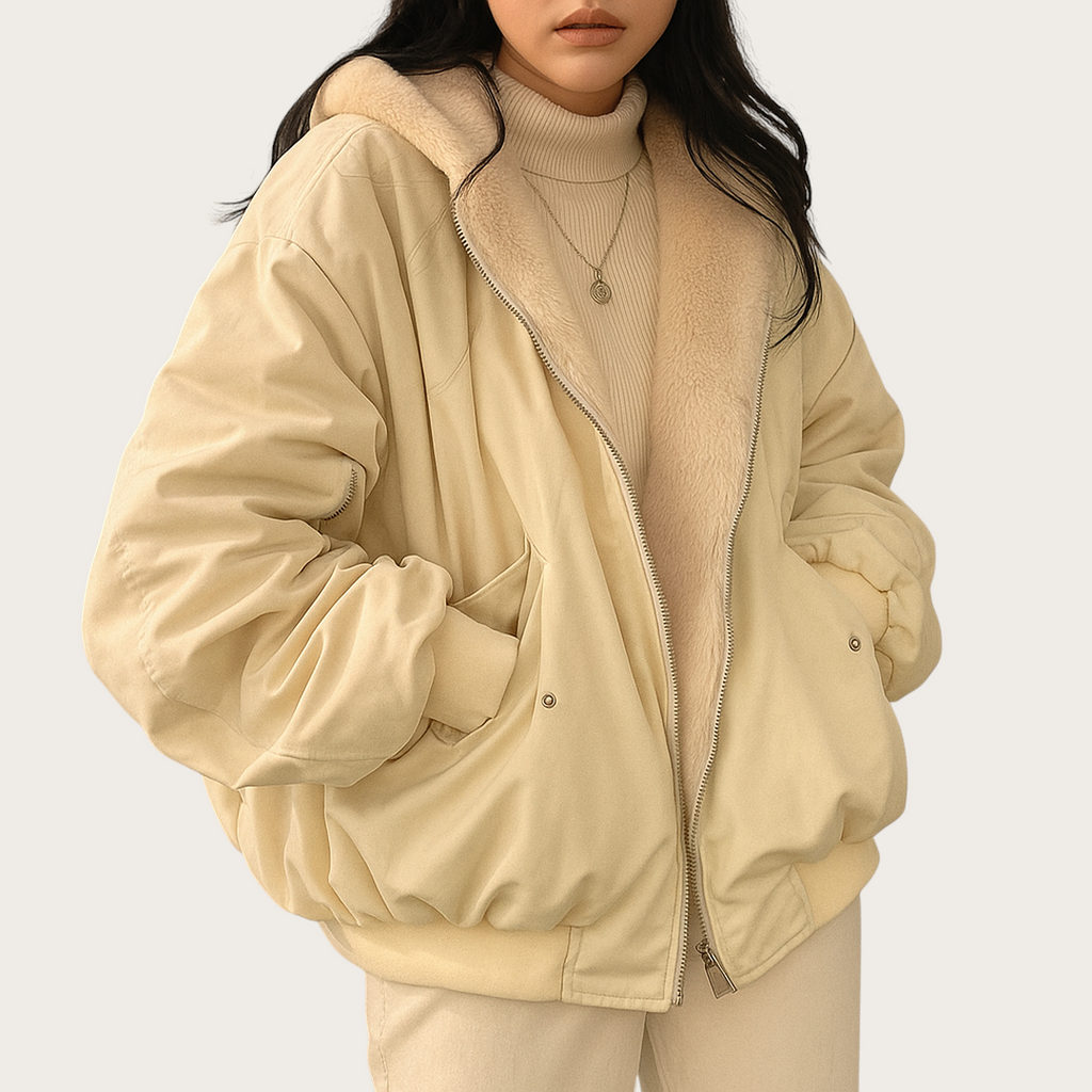 Damska Oversize Zimowa Kurtka | Z Zamkiem