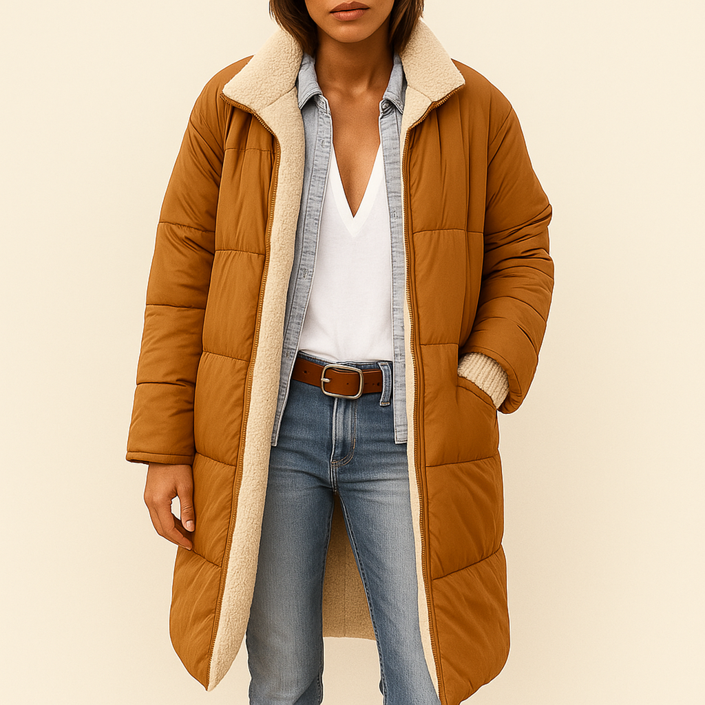 Damska Pikowana Długa Kurtka Trencz | Zima