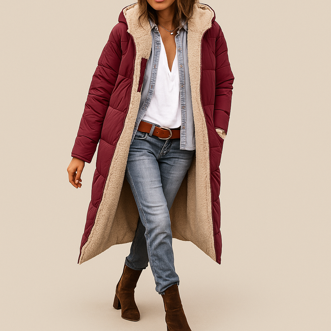 Damska Pikowana Długa Kurtka Trencz | Zima