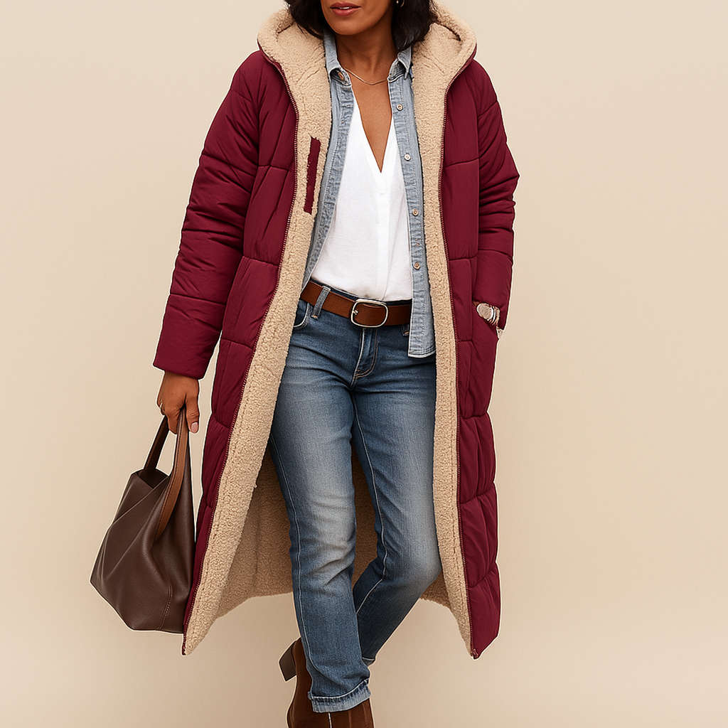 Damska Pikowana Długa Kurtka Trencz | Zima