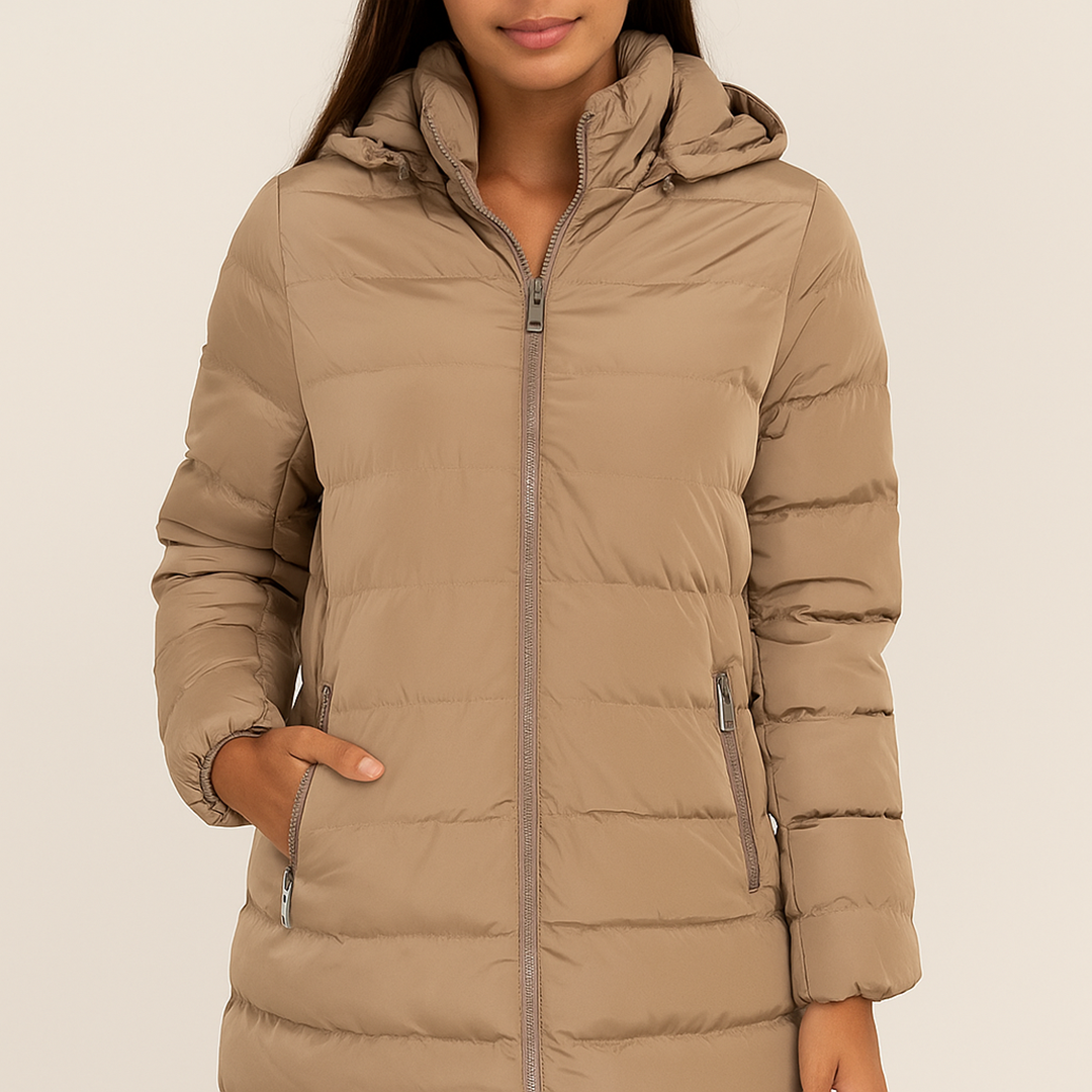 Damska Zimowa Kurtka Puchowa Z Kapturem | Zamek