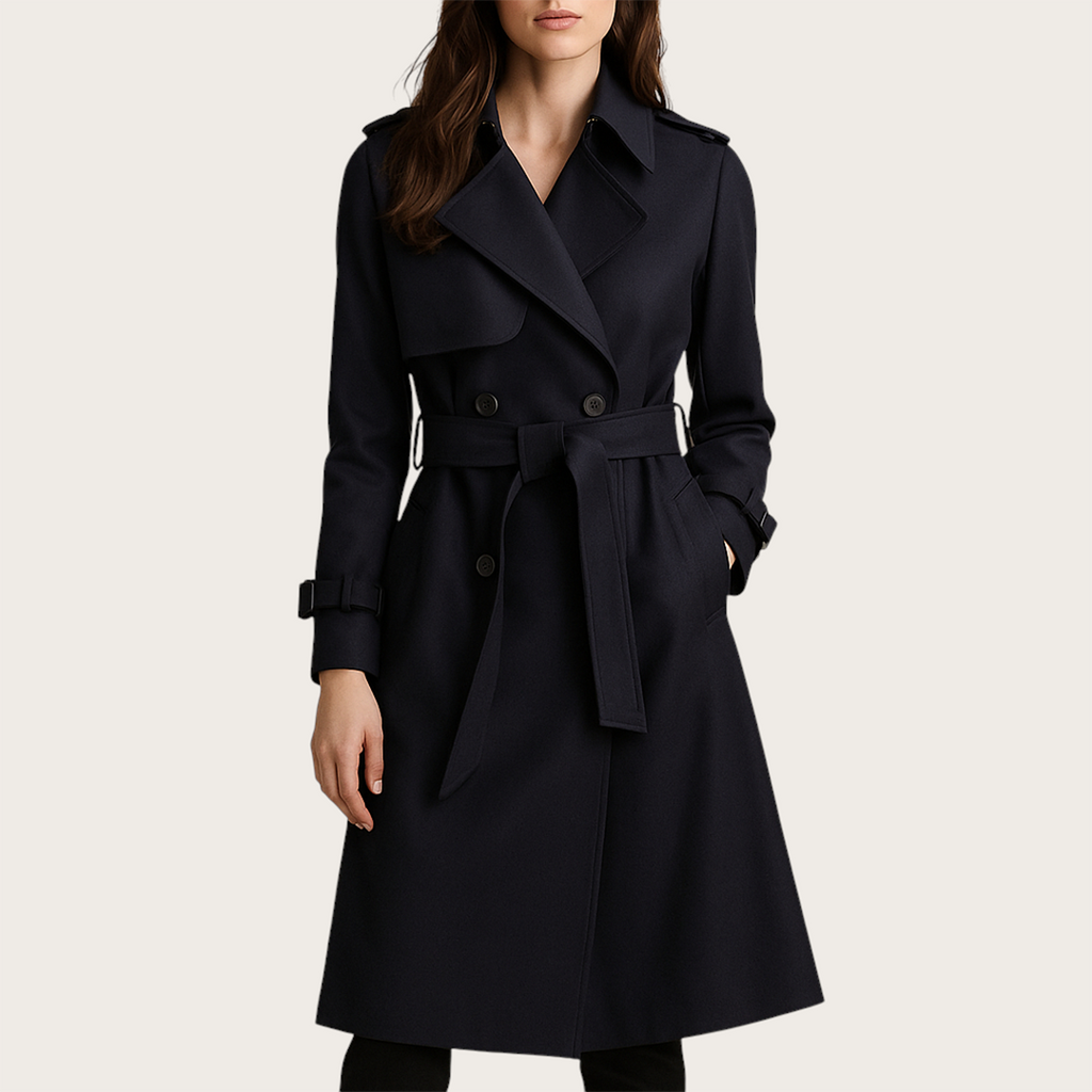 Damski Długi Płaszcz Trenczowy | Długie Rękawy