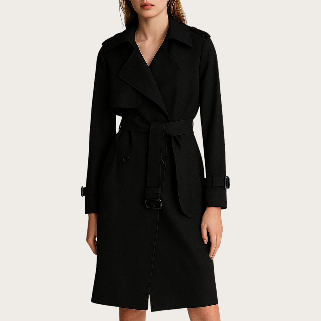 Damski Długi Płaszcz Trenczowy | Długie Rękawy