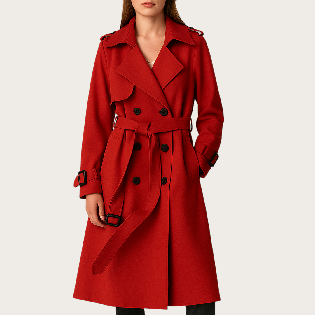 Damski Długi Płaszcz Trenczowy | Długie Rękawy