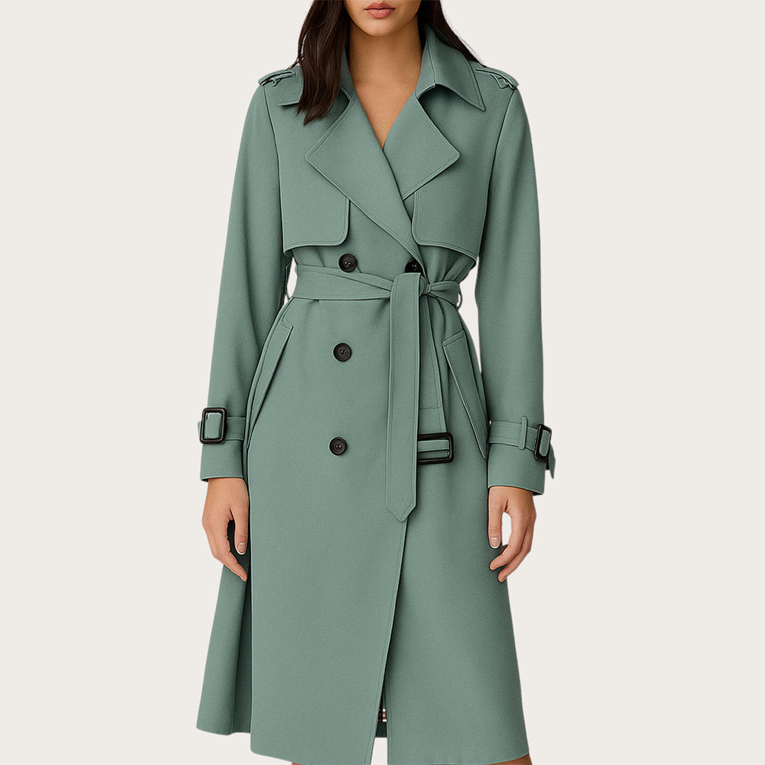 Damski Długi Płaszcz Trenczowy | Długie Rękawy