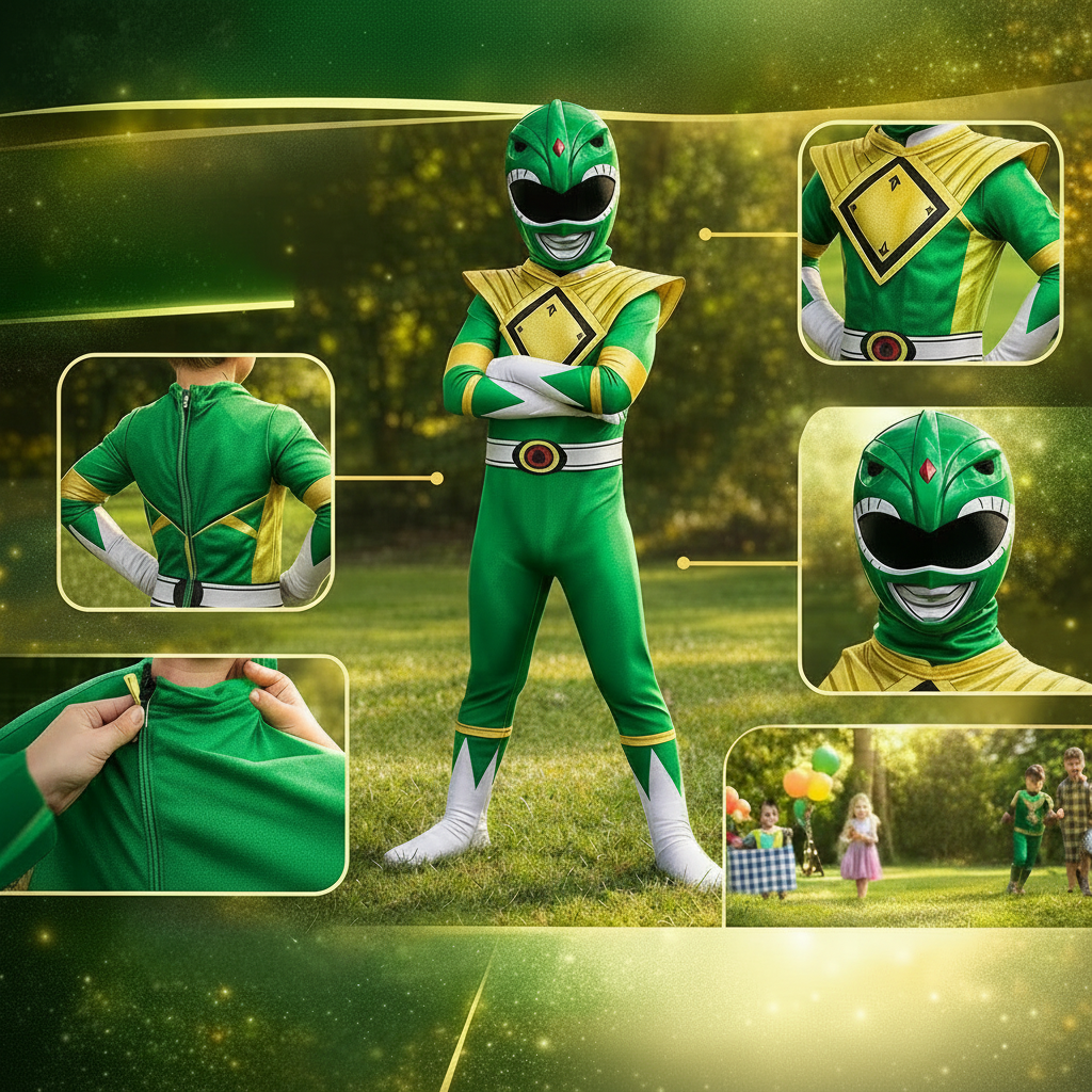 Kids Cosplay Costume Jumpsuit with Mask - Ranger Style Superhero Outfit - Image 5