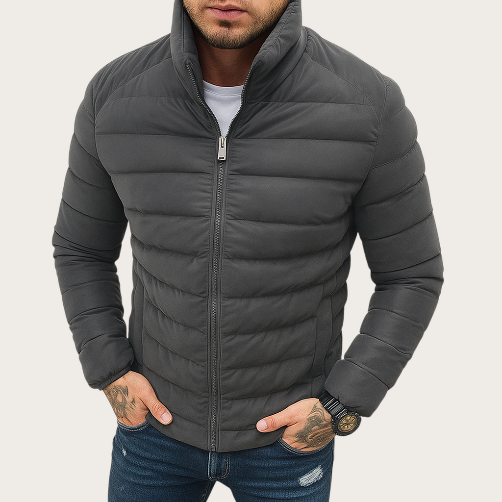 Męska Zimowa Pikowana Kurtka | Dopasowany Krój