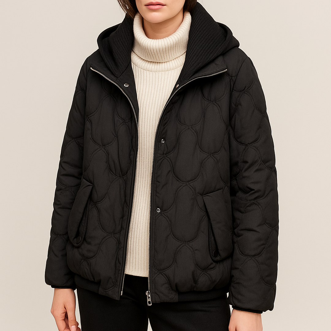 Pikowana Kurtka Z Wzorem Dla Kobiet | Z Kapturem