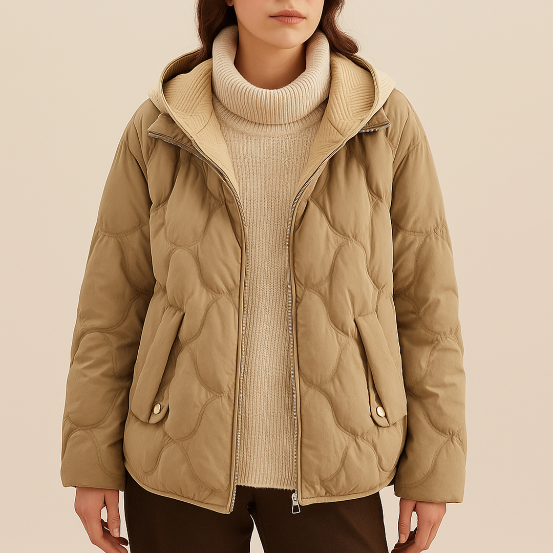 Pikowana Kurtka Z Wzorem Dla Kobiet | Z Kapturem