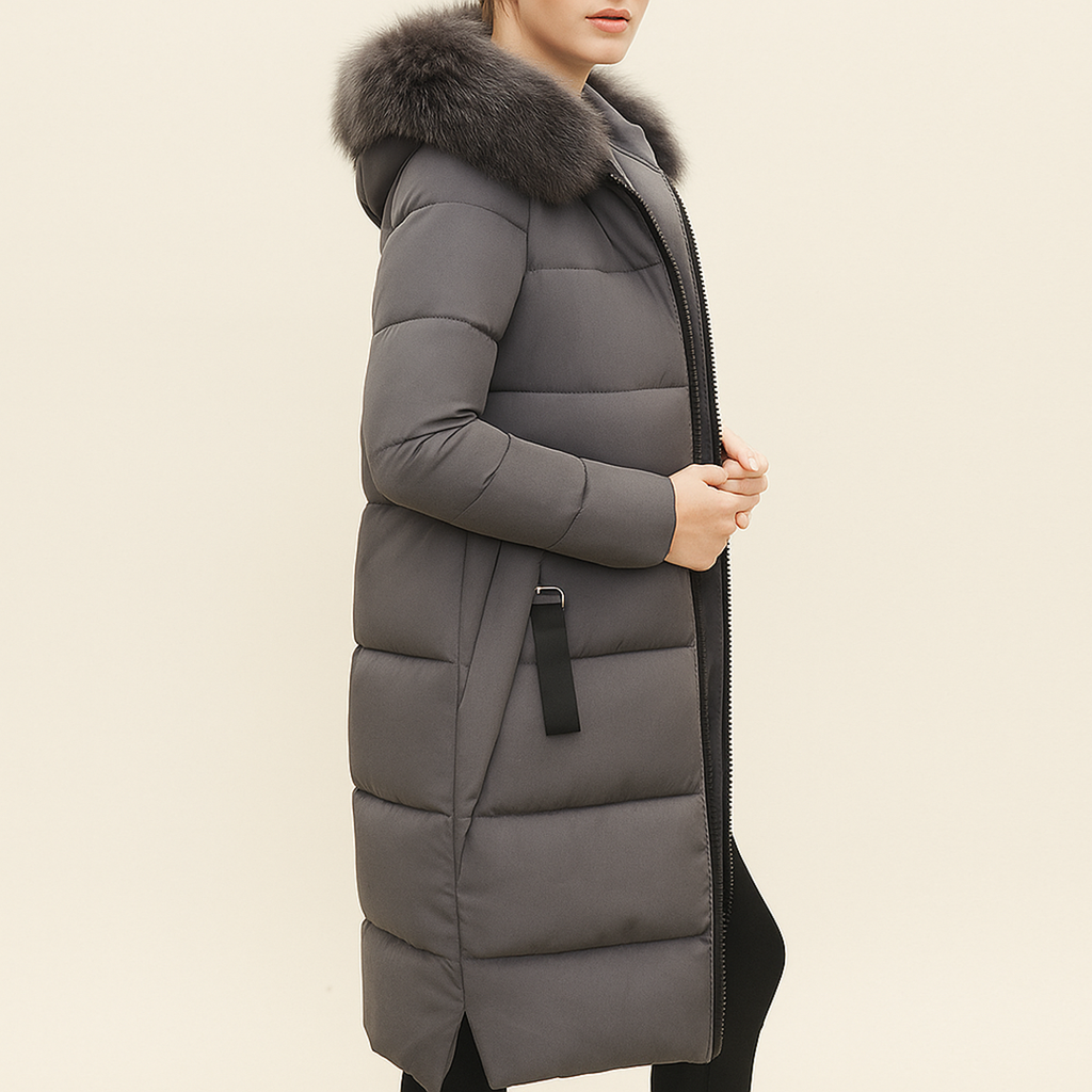 Płaszcz Z Futrzanym Detalem I Kapturem Dla Kobiet | Zima