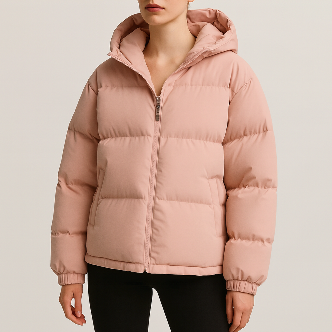 Unisex Zimowa Puchowa Kurtka Na Zamek | Z Kapturem