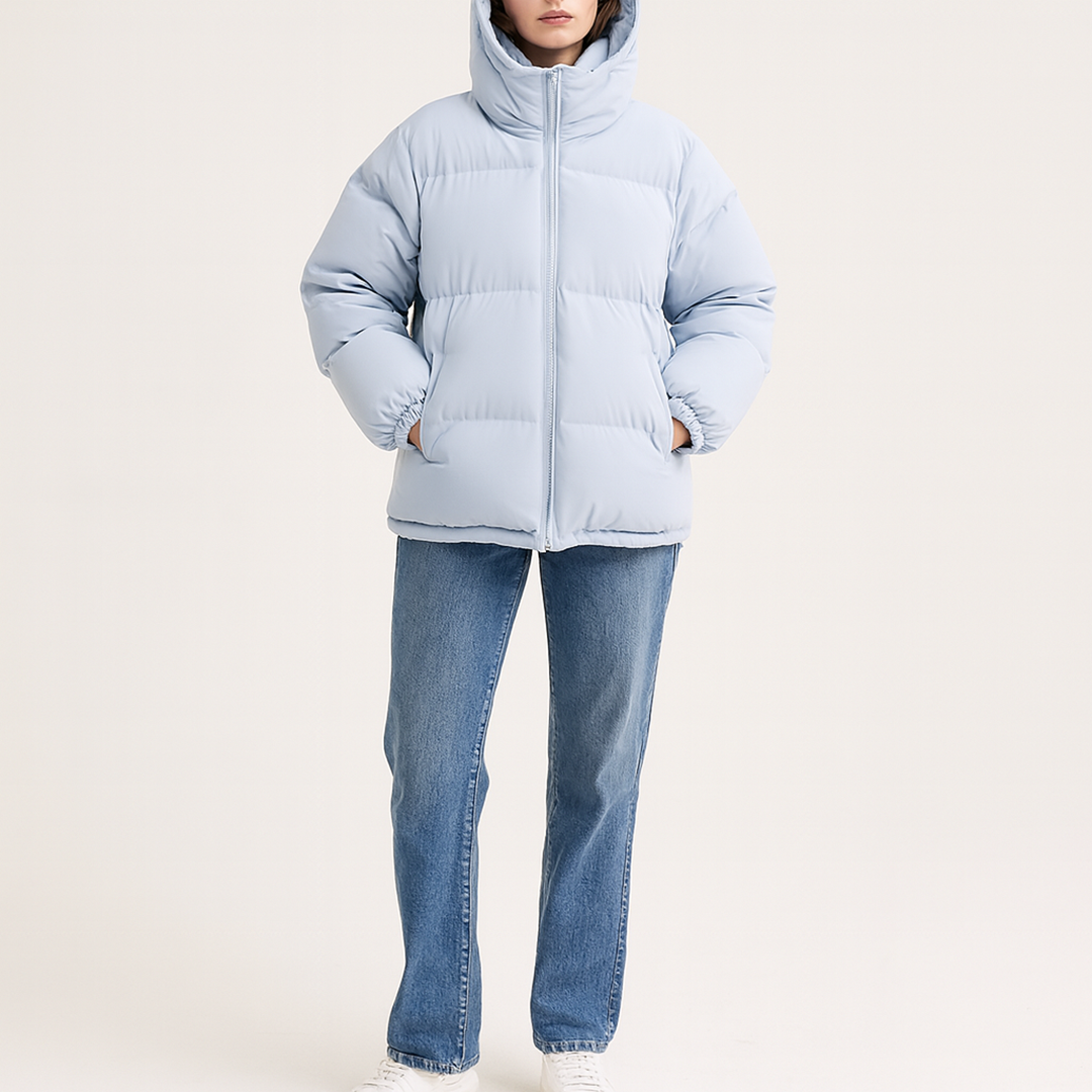Unisex Zimowa Puchowa Kurtka Na Zamek | Z Kapturem