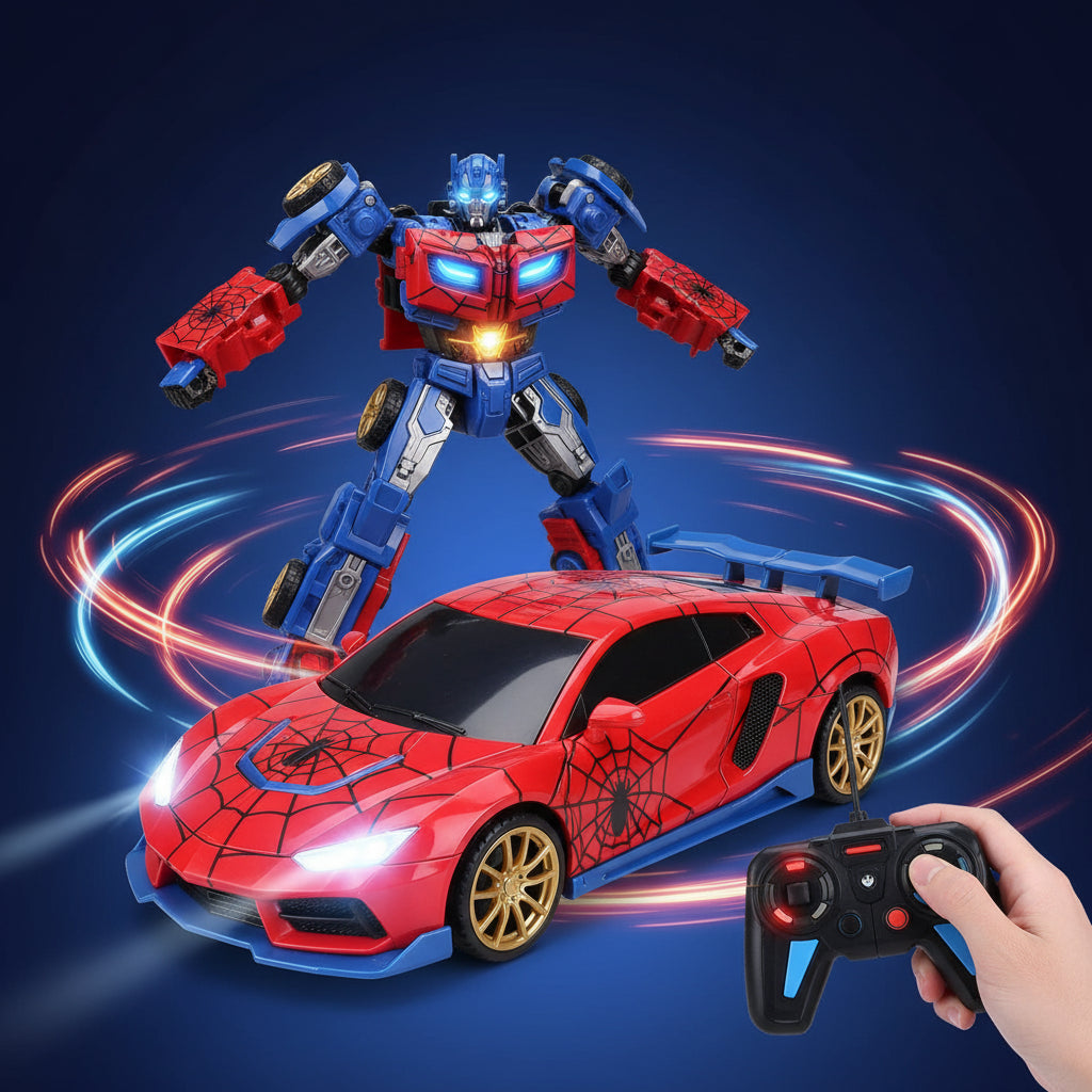 Remote Control Transforming Car Toy with Lights and Music Gift for Kids - Image 3