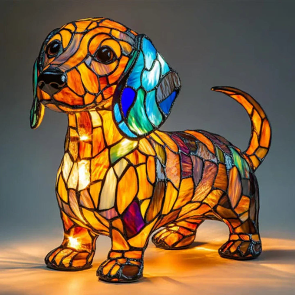 Table Lamp Stained Glass Dog Style Animal Decor Light - Image 3
