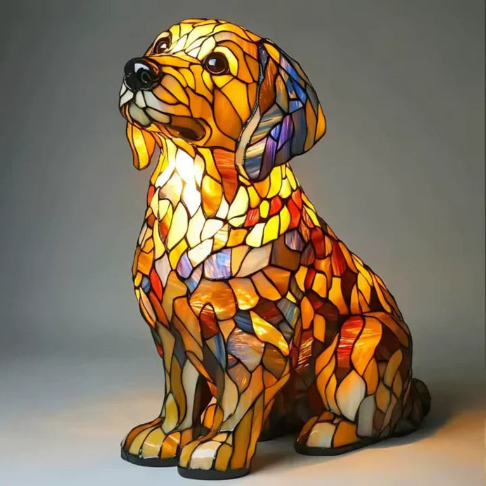 Table Lamp Stained Glass Dog Style Animal Decor Light - Image 7
