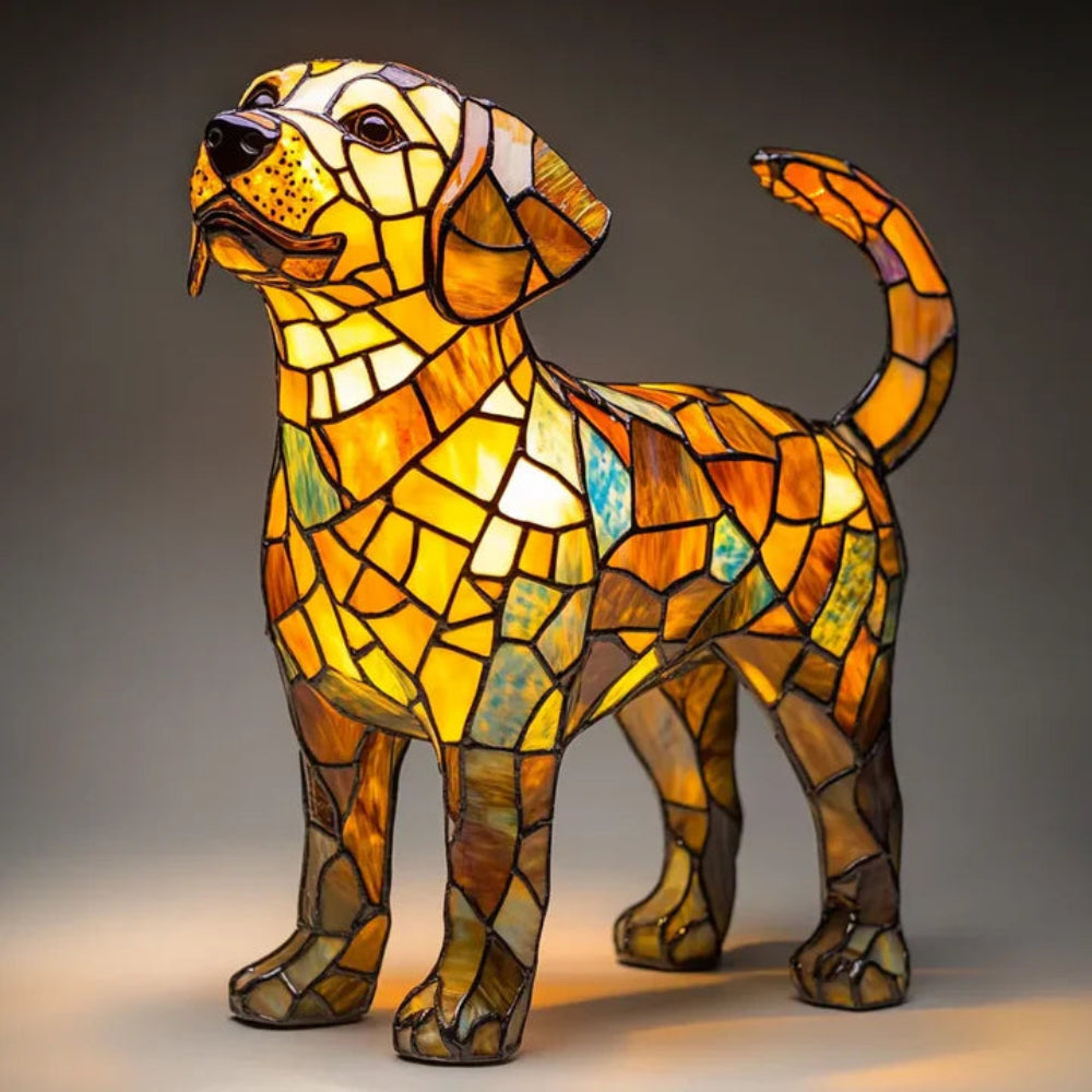 Table Lamp Stained Glass Dog Style Animal Decor Light - Image 8
