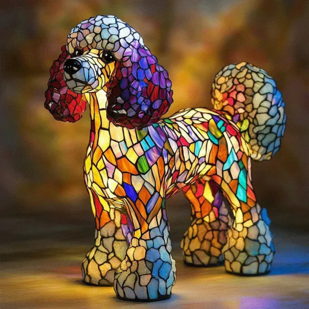 Table Lamp Stained Glass Dog Style Animal Decor Light - Image 9