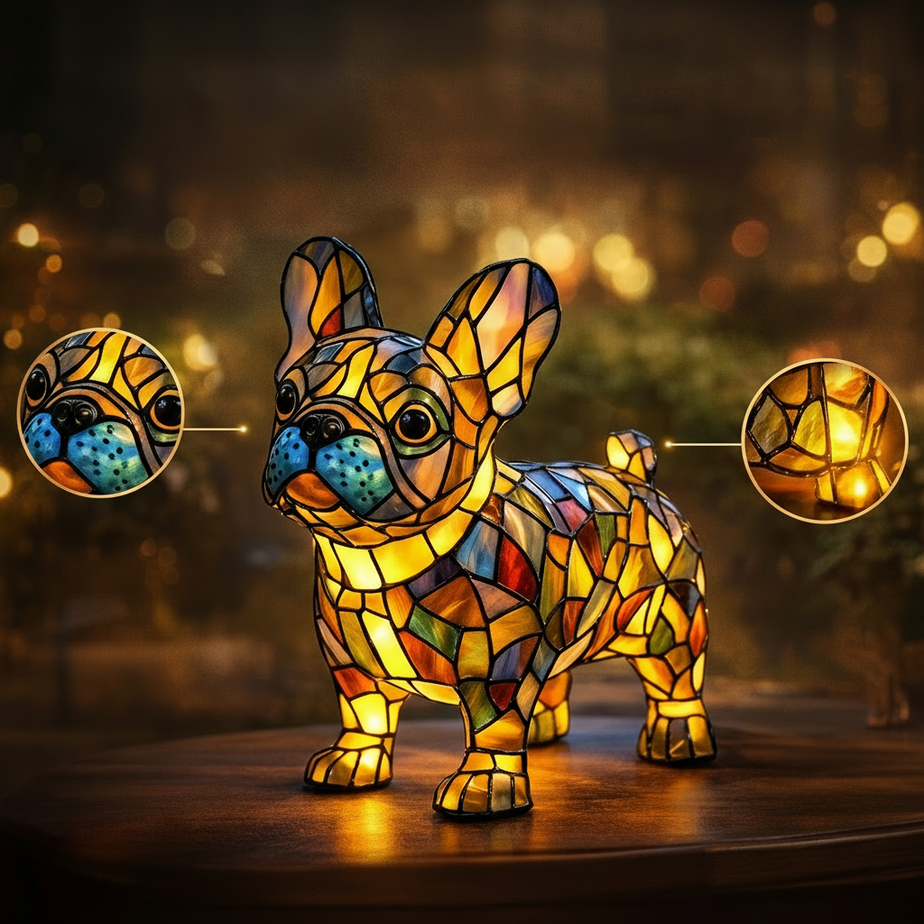 Table Lamp Stained Glass Dog Style Animal Decor Light - Image 4