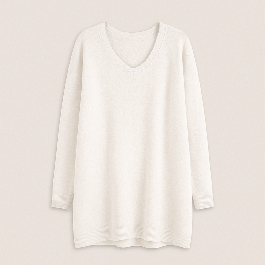 Damski Oversize Sweter Z Dekoltem W Serek | Codzienny
