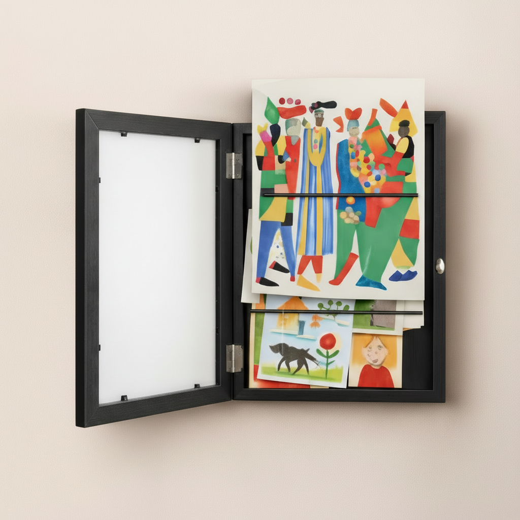 Wall Art Storage Frame Kids Drawings Photo Display - Image 3
