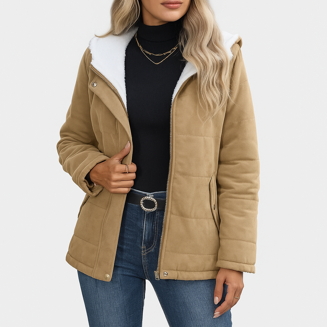 Zimowy Płaszcz Z Zamkiem Dla Kobiet | Z Futrzaną Podszewką