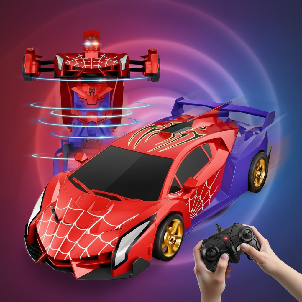 Remote Control Transforming Car Toy with Lights and Music Gift for Kids