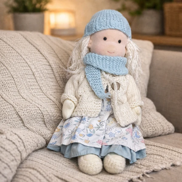 Handmade Cotton Waldorf Doll Creative Play and Imaginative Fun - Image 1