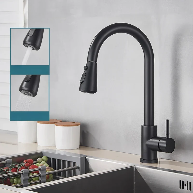 Modern Stainless Steel Kitchen Faucet Pull-Down Sprayer - Image 9